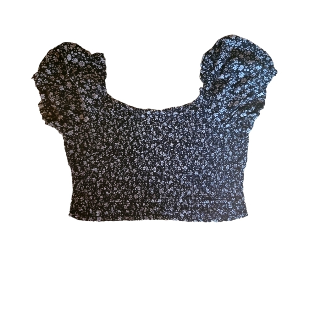 Hollister Floral Puff Sleeve Crop Top - Picture 3 of 3